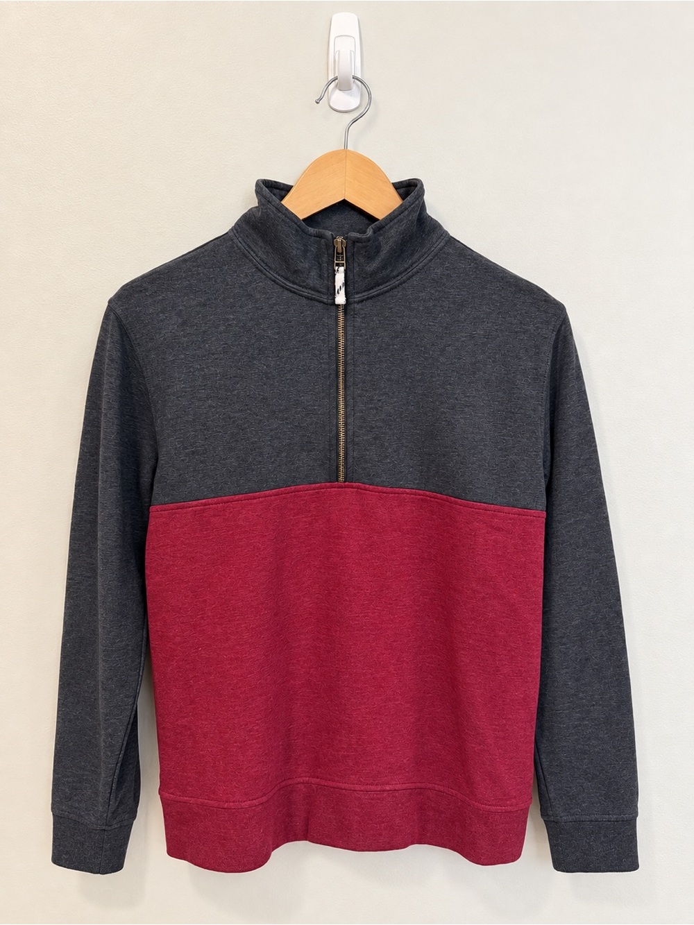 Crewcuts J.Crew Boys XL 12-14 Colorblock Quarter Zip Pullover Gray Burgundy